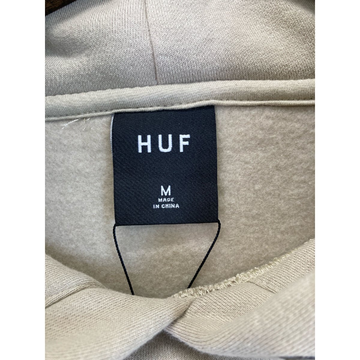 HUF ハフ PF00608 ベージュ プルオーバー フーディー ベージュ M トップス コットン メンズ 中古_画像4