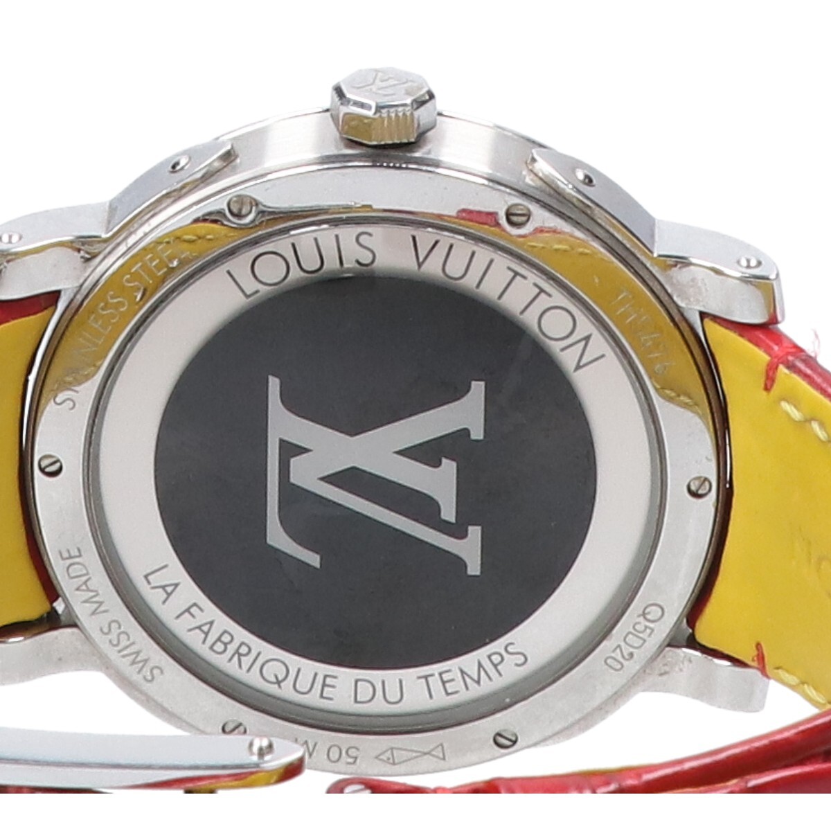 LOUIS VUITTON ルイヴィトン Q5D20 エスカル タイムゾーン ワールドタイム 自動巻き 腕時計 シルバー/レッド メンズ_画像7