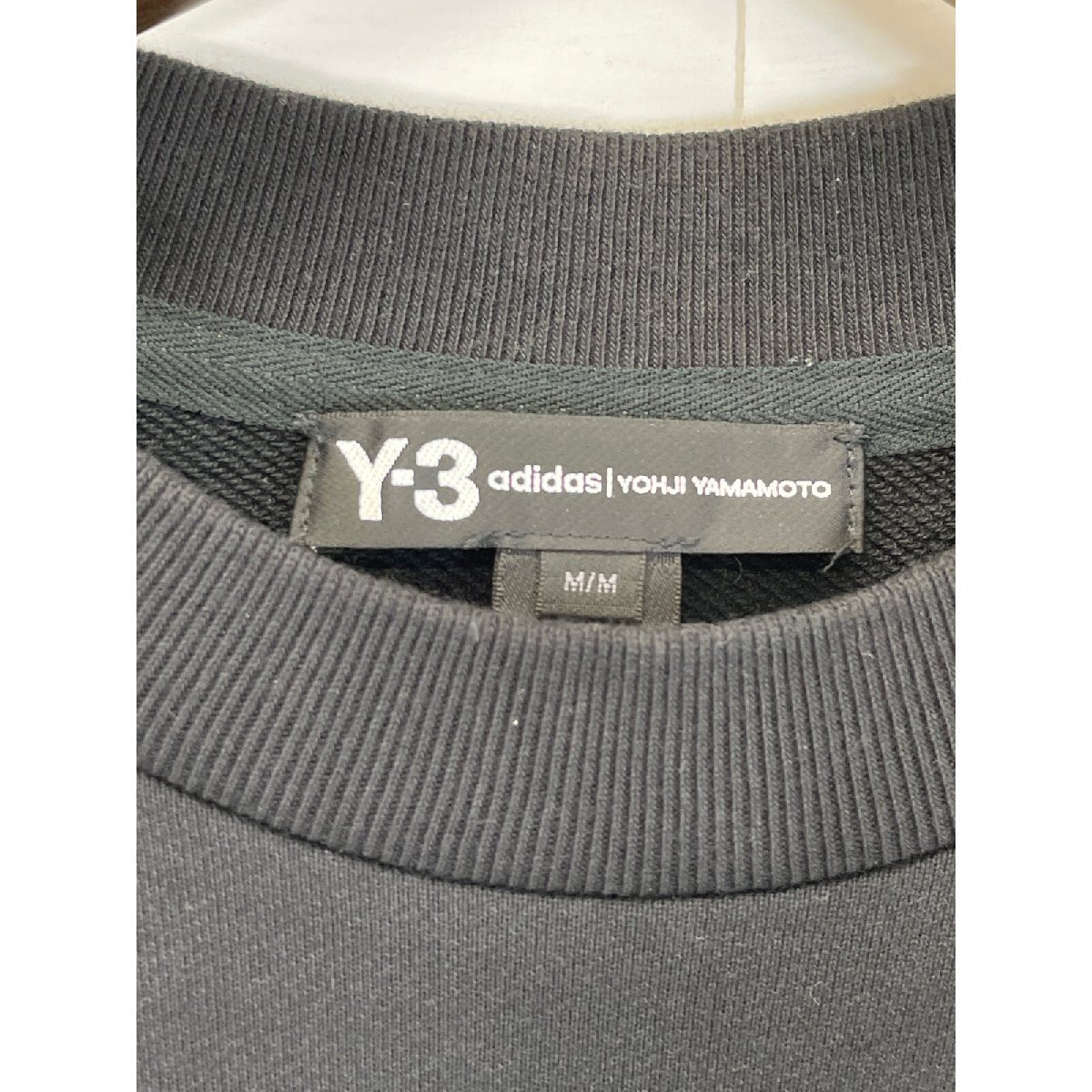 Y-3 ワイスリー ブラック STACKED LOGO CREW SWEATER ブラック M トップス コットン メンズ 中古_画像4