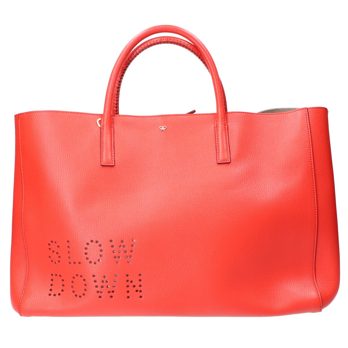 美品 Anya Hindmarch EBURY MAXI FEATHERWEIGHT SLOW DOWN イーブリー マキシ フェザーウェイト スロー ダウン トートバッグ FLAME RED_画像2