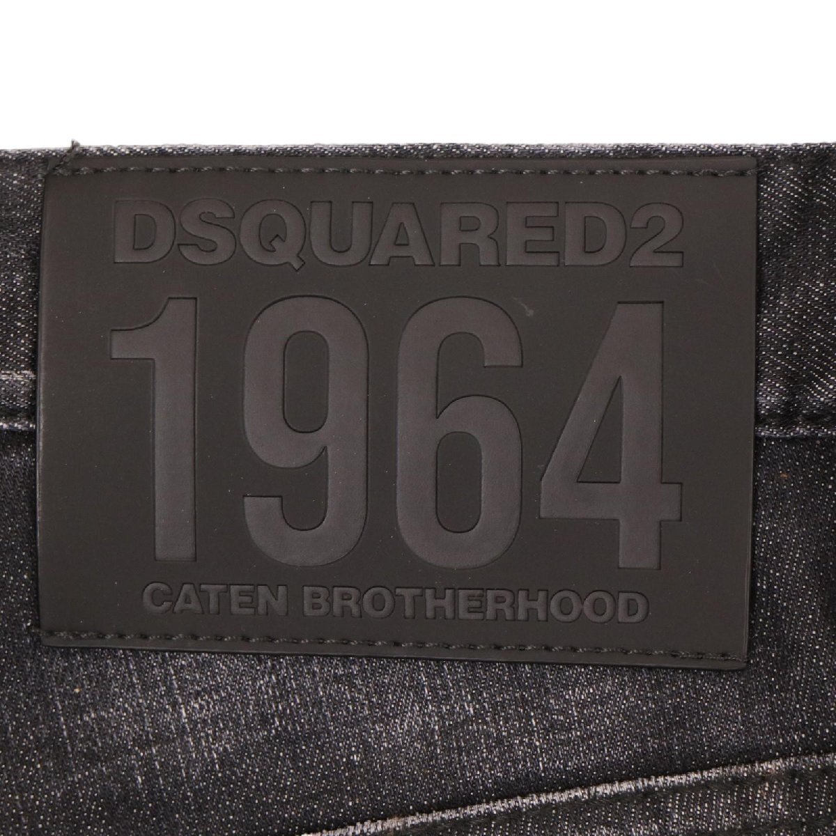 DSQUARED2 ディースクエアード 23年製 チャコール ボタンフライ ダメージ スキニーパンツ ブラック 44 ボトムス コットン メンズ 中古_画像7