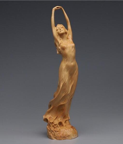 綺麗★木彫 置物 裸女像 美人像 女性像 彫刻工芸品★高さ23cm_画像1