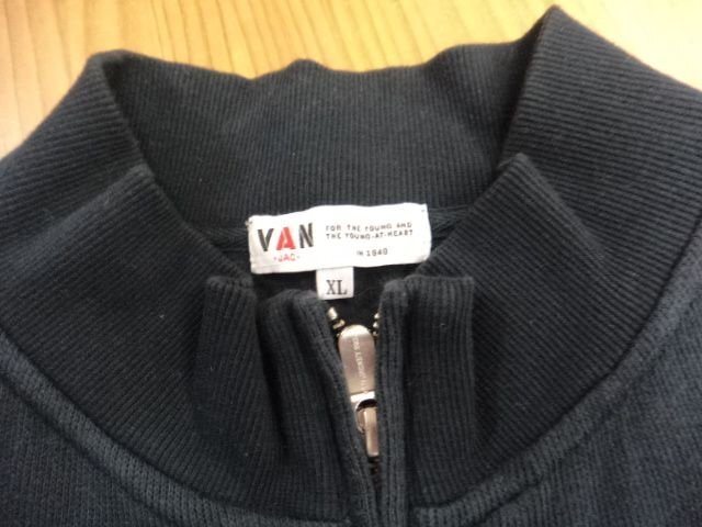 VAN JAC☆ヴァン ヂャケット ダブルフェイスハーフジップトレーナー メンズ XL 参考価格:17,600円 ネイビー ロゴ スウェットの画像5