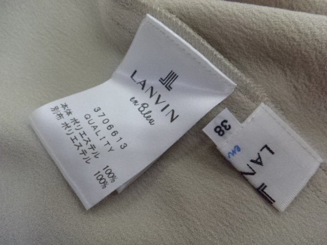ランバンオンブルー☆シフォン レイヤード サテン ブラウス M ベージュ×ブラック 肩にビジュー付き LANVIN en Bleu レリアン 日本製 美品の画像6