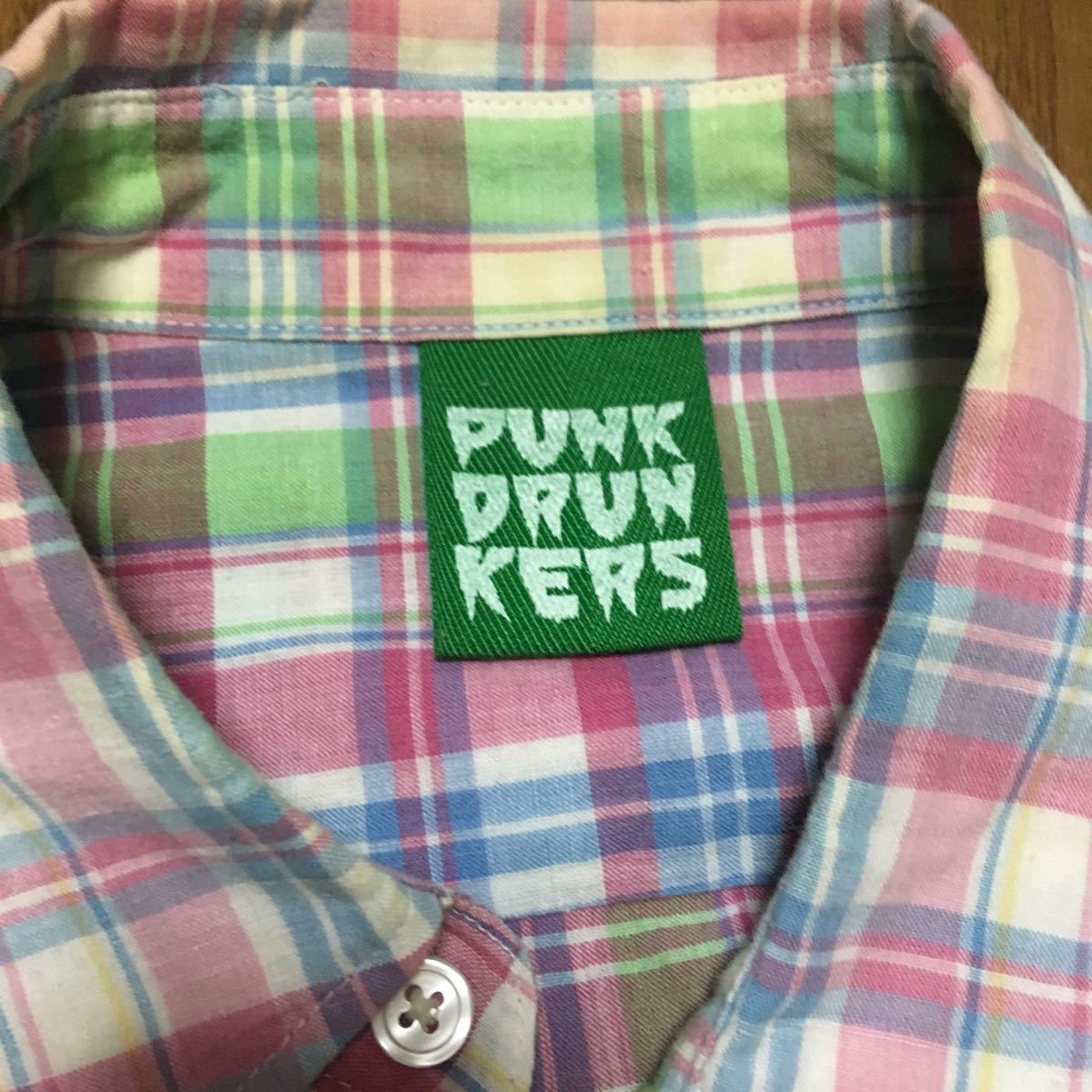 PUNK DRUNKERS 半袖シャツ 般若侍 ラルフローレン パロディ くっきー チェック マドラスチェック　野性爆弾　川島着