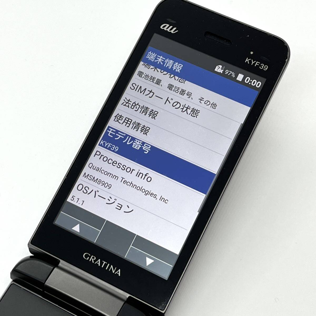 GRATINA KYF39 墨 ブラック au SIMロック解除済み 白ロム 4G LTEケータイ Bluetooth 携帯電話 ガラホ本体 送料無料 Y7MRの画像3