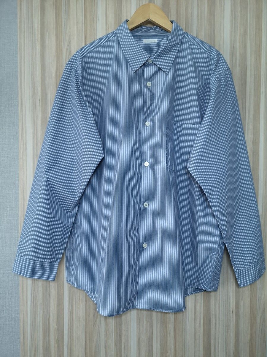 【新品】　GU 　メンズ　ストライプオーバーサイズシャツ　XL　LL　2L　3L 長袖　イージーケアオーバーシャツ　男女兼用