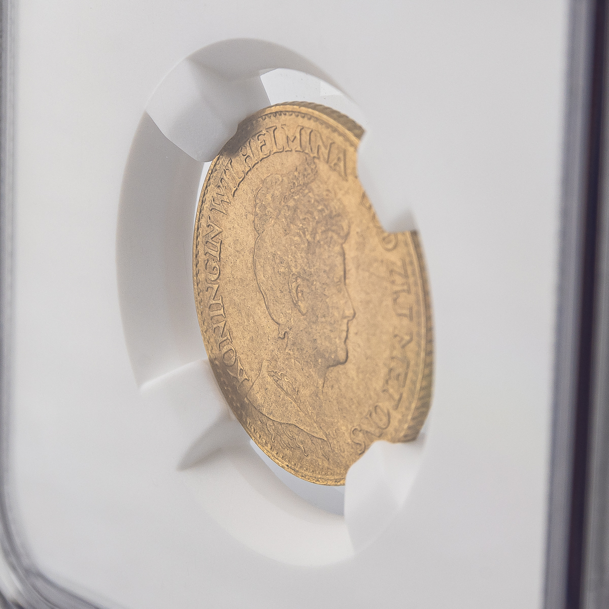 【ウィルヘルミナ女王 成年像】1917年 オランダ 10グルデン ギルダー 金貨 NGC MS66 ユトレヒト 高鑑定 mature head アンティークコインの画像6