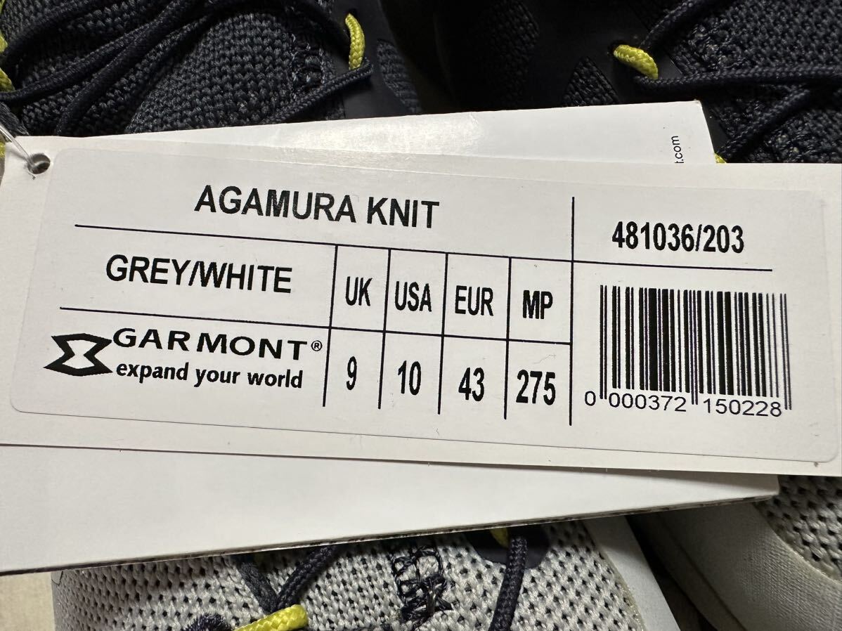 ガルモント GARMONT 未使用 AGAMURA KNIT GLAY WHITE トレッキングシューズ 登山靴 メンズ 27.5cm EUR43サイズ の画像4