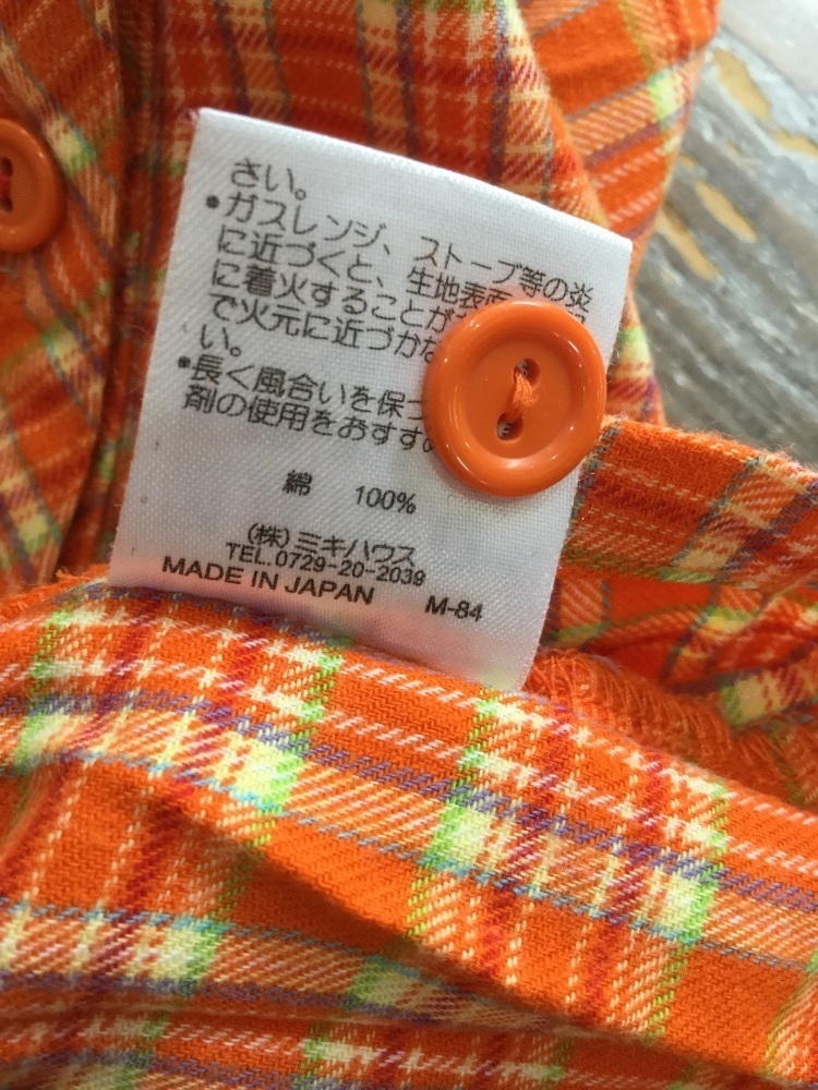  Miki House orange проверка воротник Denim блуза размер 110