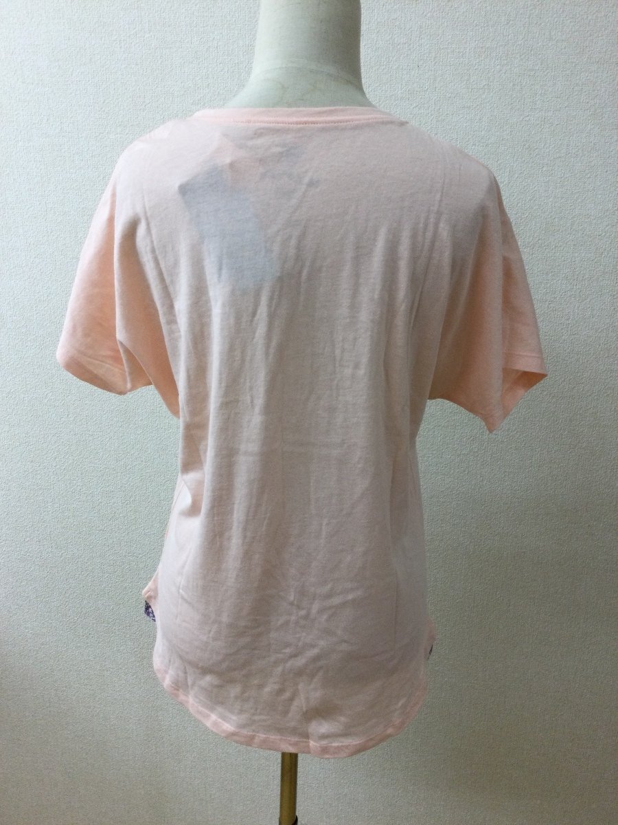 アフターヌーンティー タグ付き未使用 ピンクTシャツ 花柄ロゴ刺繍 サイズMR(バスト82-90_画像4