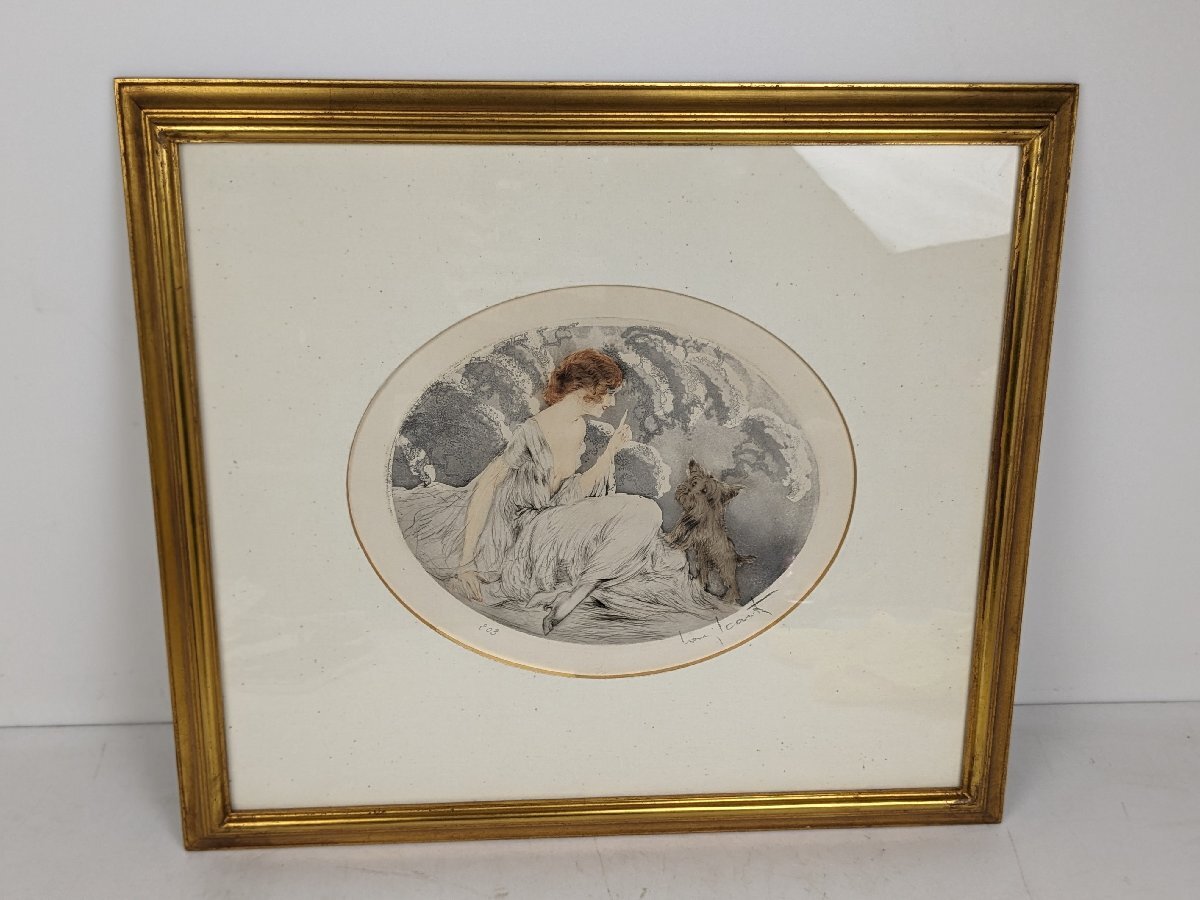 絵画 ルイ・イカール 「ちょっと待って」エッチング 約49cm×約44cm / 140 (SG015162)の画像1
