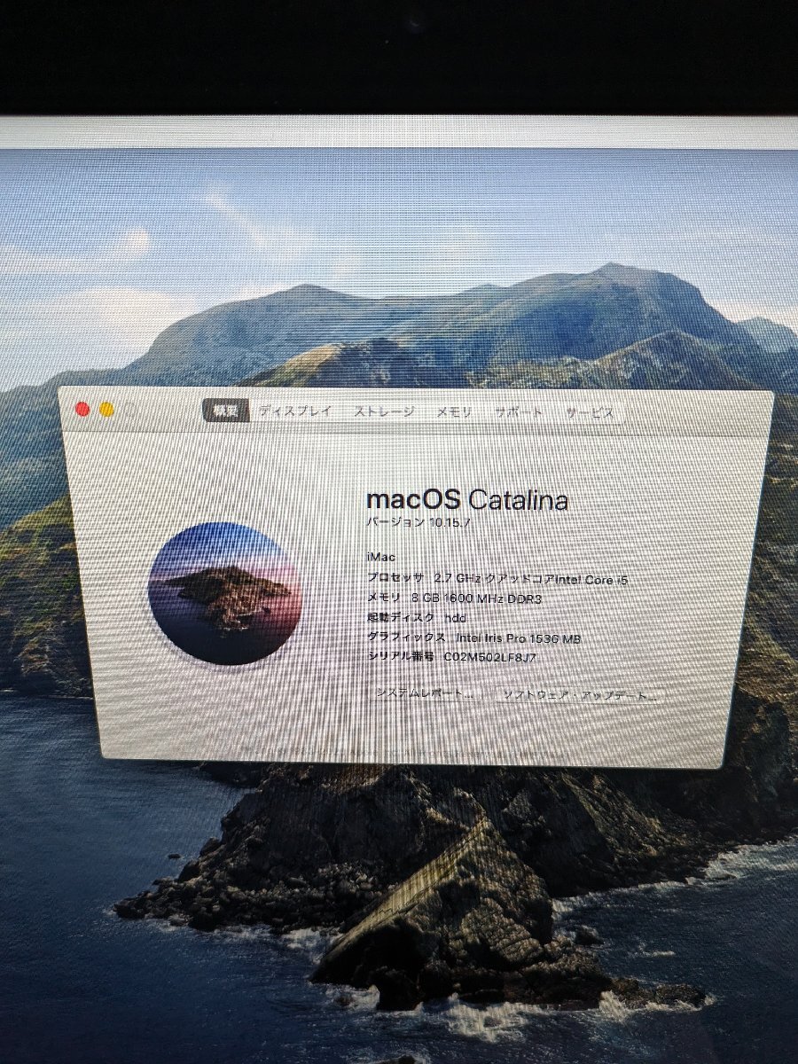 【初期化済】 Apple iMac 21.5-inch, Late 2013 A1418 Catalina Core i5 8GB HDD1TB 電源コード キーボード マウス付属 / 140 (RUHT015006)の画像6