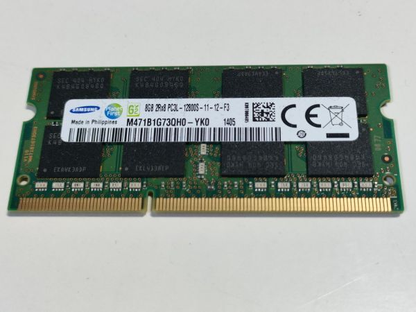 【動作確認済み】SAMSUNG ノートPC用 メモリー DDR3L-1600 PC3L-12800S 8GB×1枚 合計8GB 動作確認済 1週間保証 M471B1G73QH0-YK0【1405】の画像1