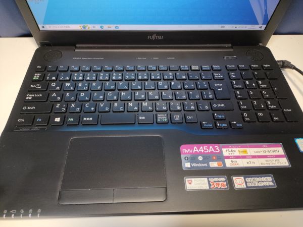 【一部ジャンク】富士通 LIFEBOOK AH45/A3 FMVA45A3B Core i3-6100U BIOS起動可能 マザーボード 液晶パネル キーボード難【動作確認済み】_画像3