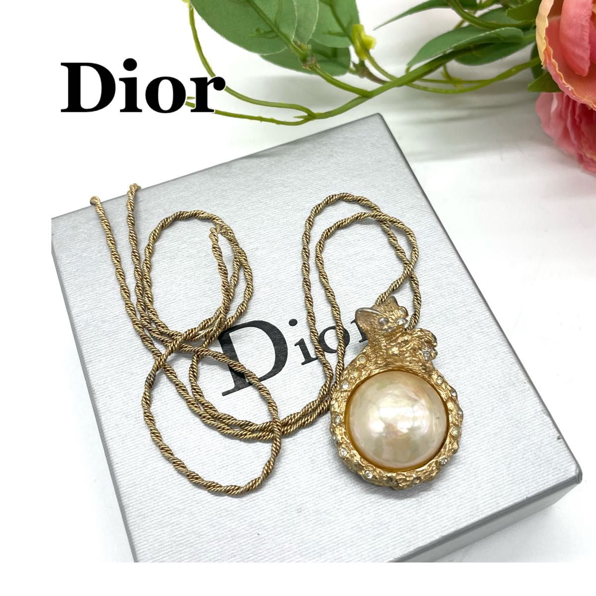 【希少】Dior クリスチャン ディオール 猫 ネックレス ゴールド ヴィンテージ 