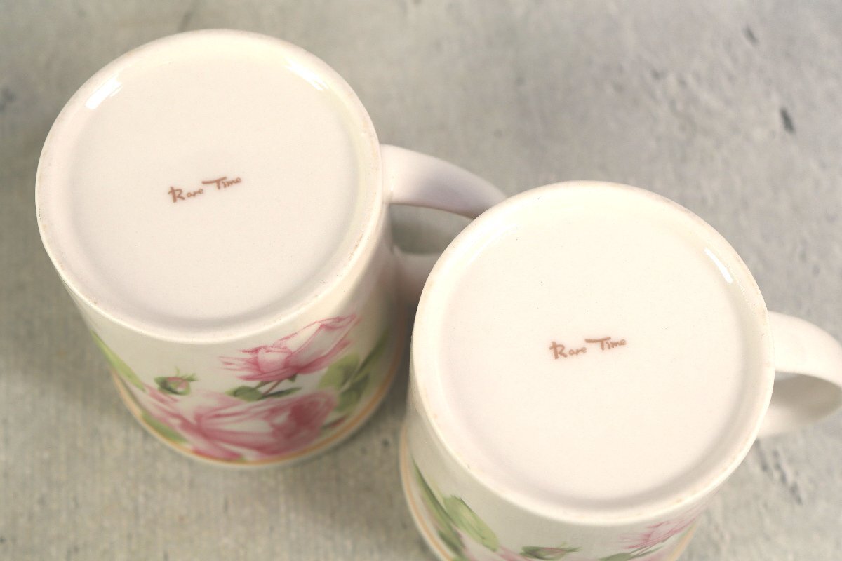 Rare Time ハーブティー マグカップ 蓋付き 茶こし器付き 薔薇 ローズ 2客セット 陶器 洋食器の画像4