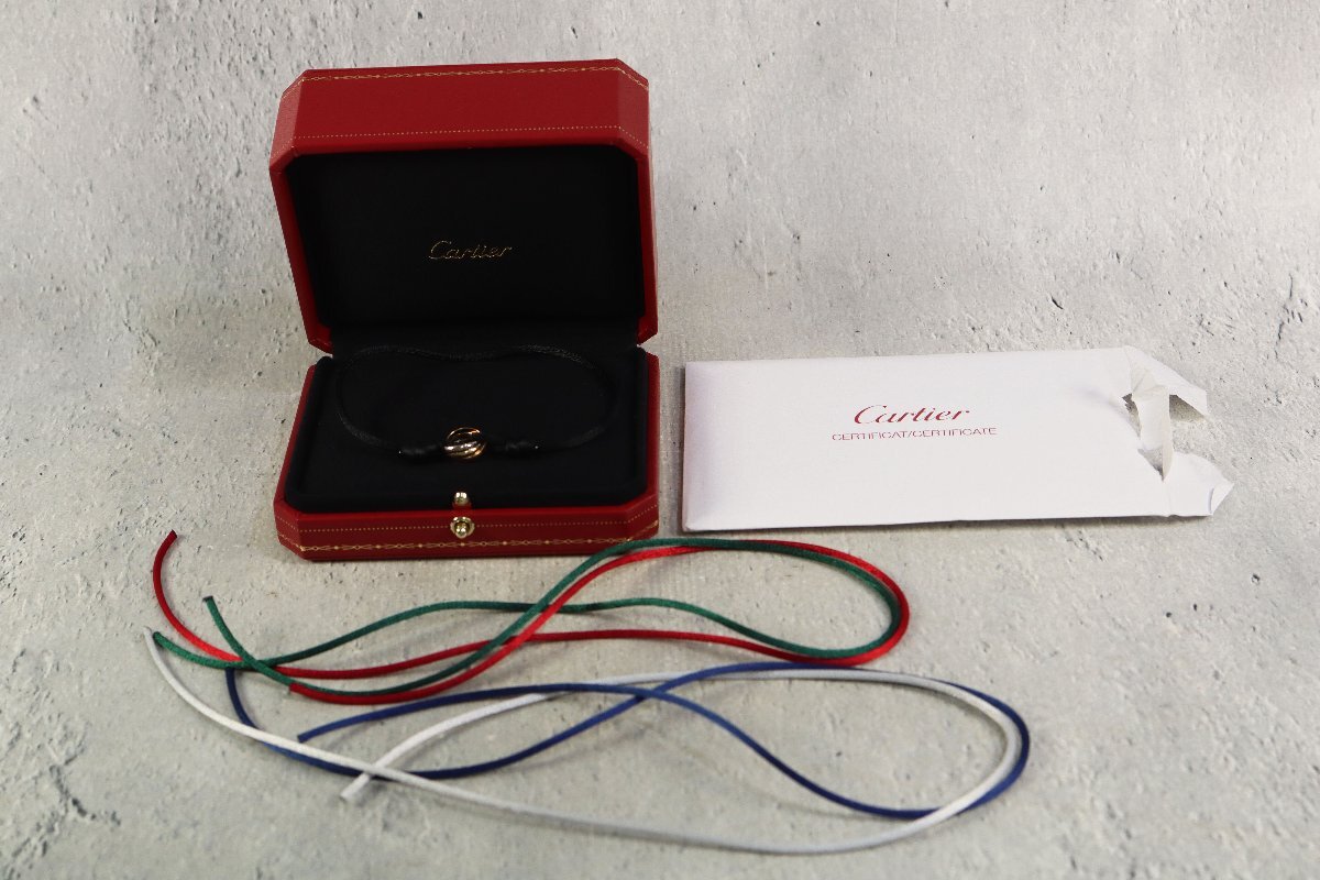 美品 Cartier カルティエ トリニティ コード ブレスレット K18 3連 替えコード付き (赤・青・白・緑） 箱付きの画像6