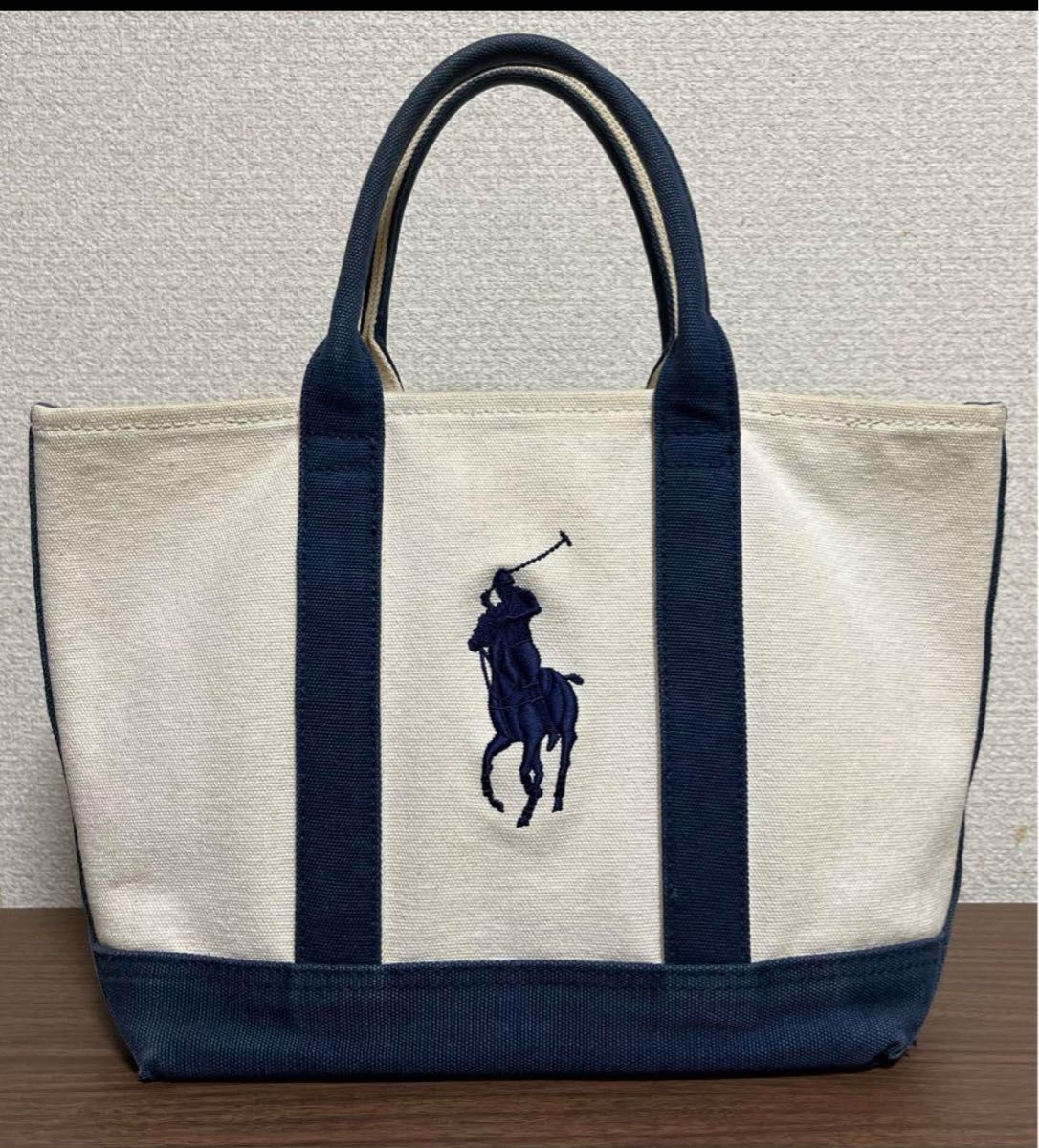 POLO RALPH LAUREN ポロ ラルフローレン 刺繍 ビッグロゴ キャンバス ブルー トートバッグ 鞄