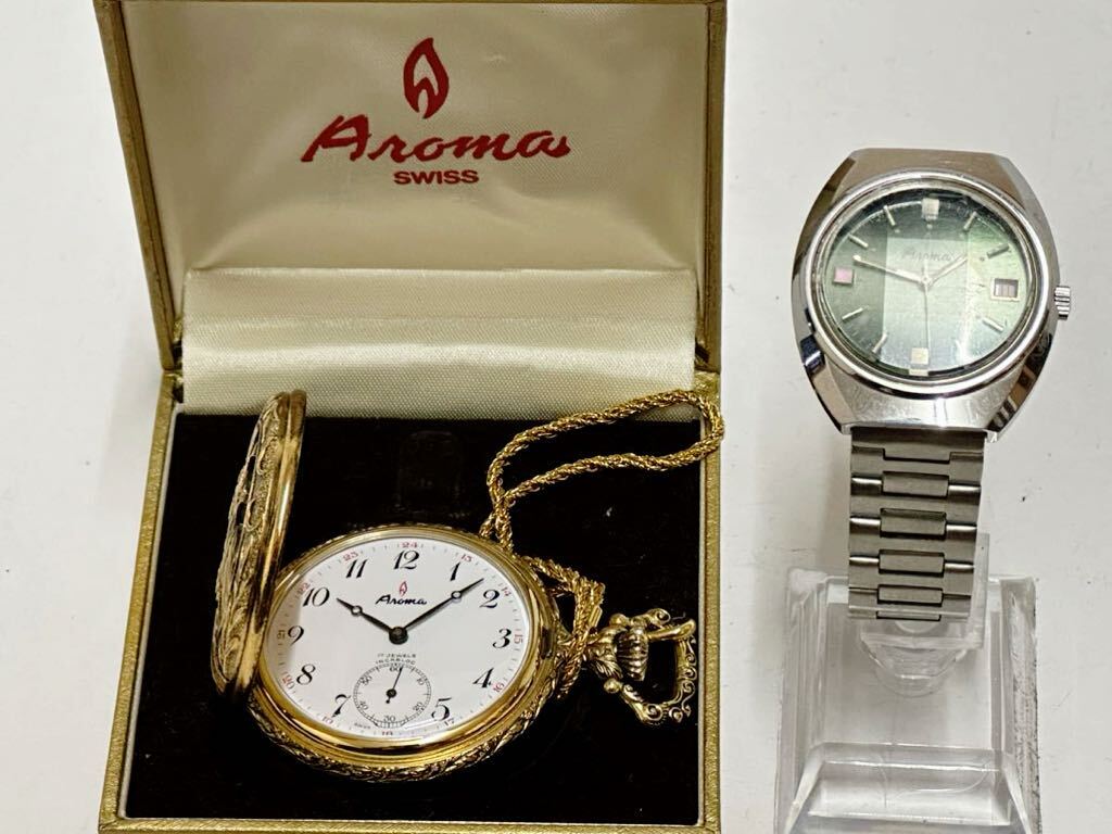 1円スタート / 稼働品 / Aroma アロマ 腕時計 懐中時計 まとめ 手巻き 17石 スモールセコンド スモセコ ブランド腕時計 メンズの画像1
