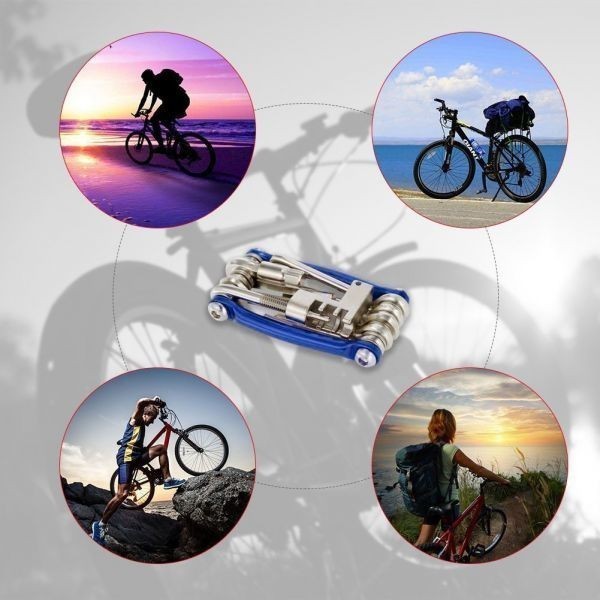 【送料無料】 多機能 自転車工具セット マルチツール ドライバー 六角レンチ チェーンカッター レッド バイク工具セット DIY工具セットの画像8