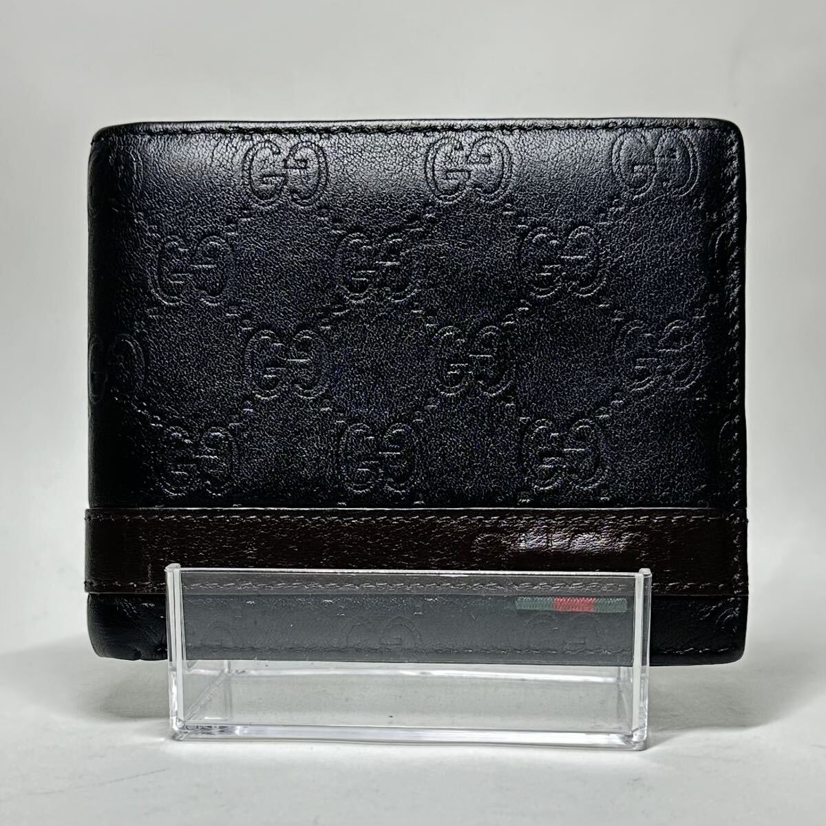 GUCCI 財布 二つ折り 札入れ ブラック グッチシマ シェリーラインの画像2