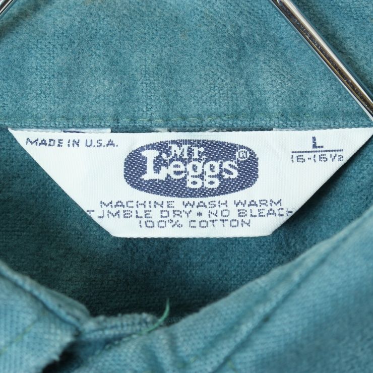 70s80s USA製Mr.Leggsシャモアクロスシャツ グリーンL ss41