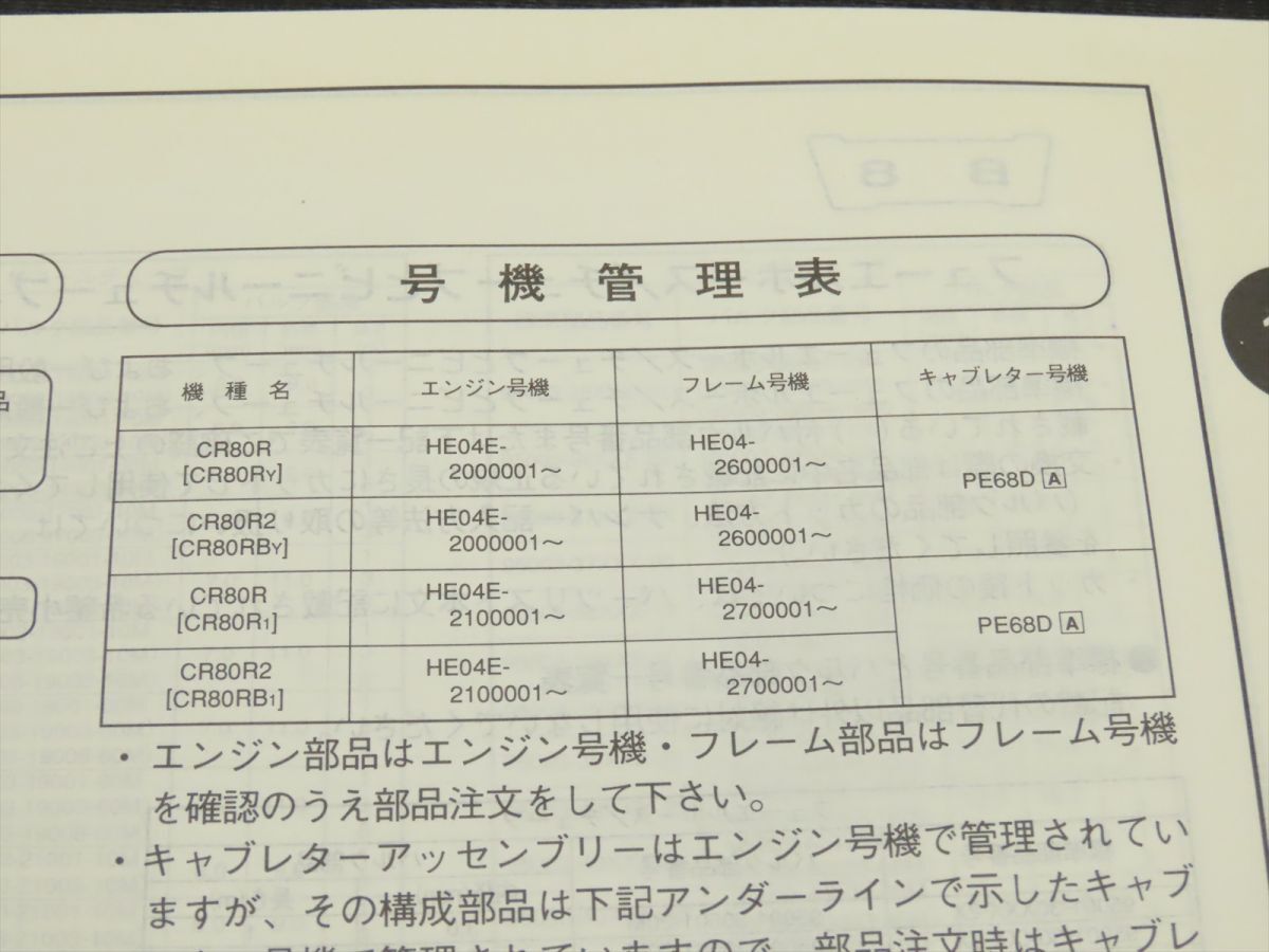 HONDA/ホンダ パーツリスト パーツカタログ CR80R/R2 HE04【030】HDPL-D-465_画像4