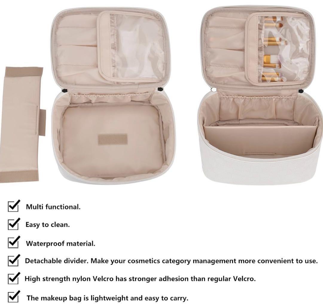 ◆メイクアップバッグ 防水 コスメケース 収納 旅行用 ホワイトの画像4