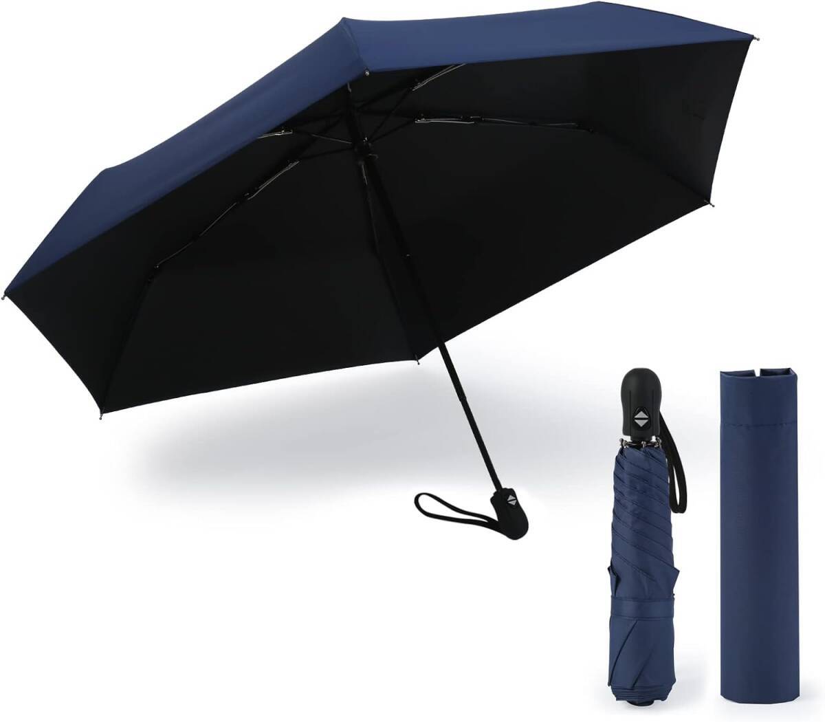 ◆ 日傘 uvカット 折りたたみ傘 ネイビー　超軽量 215g ワンタッチ自動開閉 メンズ レディース
