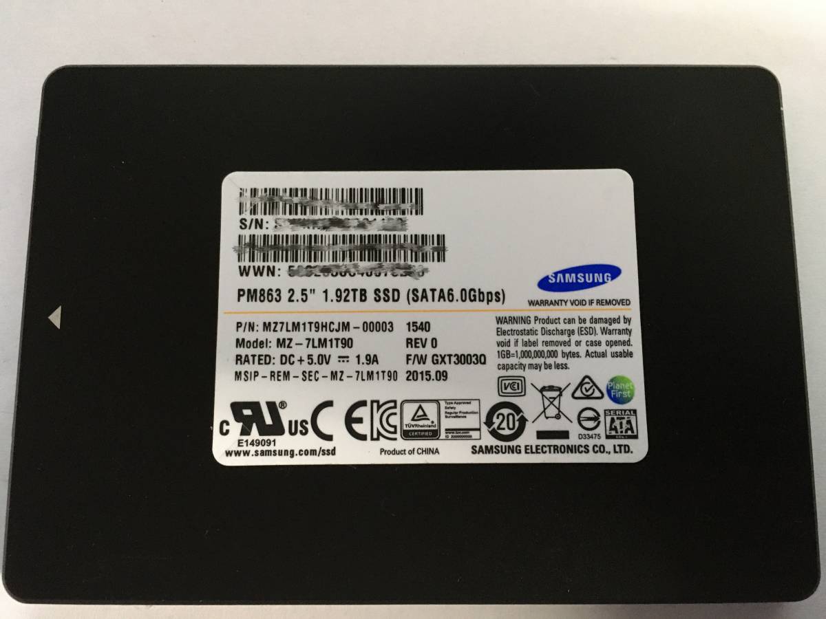 Samsung PM863 1.92TB (SATA6.0Gbps) 2.5インチ SATA SSD （HDD固定ネジ 4本セット）NO. 45の画像1