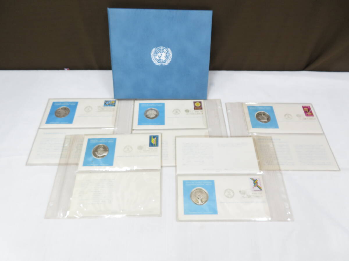 4J110◎official united nations commemorative medal 国連公式記念メダル プログラム 1976年シリーズ シルバー 計5点◎中古の画像1
