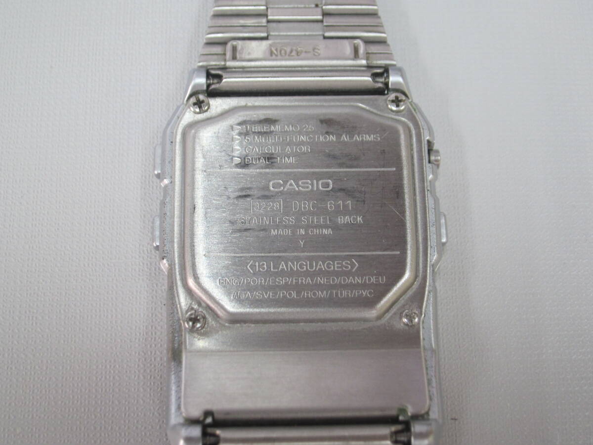 4E225MZ◎CASIO カシオ DETABANK データバンク クオーツ 腕時計 メタルバンド シルバー DBC-611 稼働品◎中古の画像6
