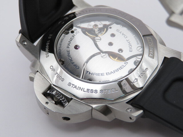4K066SZ◎パネライ PANERAI ルミノール1950 8デイズ GMT OP7009 シルバー/ブラック文字盤 腕時計◎中古の画像9