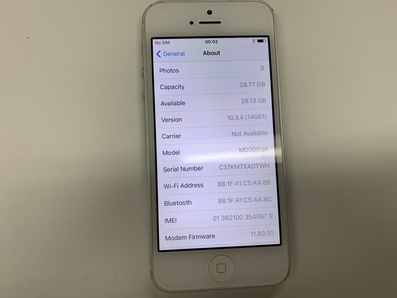 JL053 SoftBank iPhone5 ホワイト 32GB 判定○_画像3