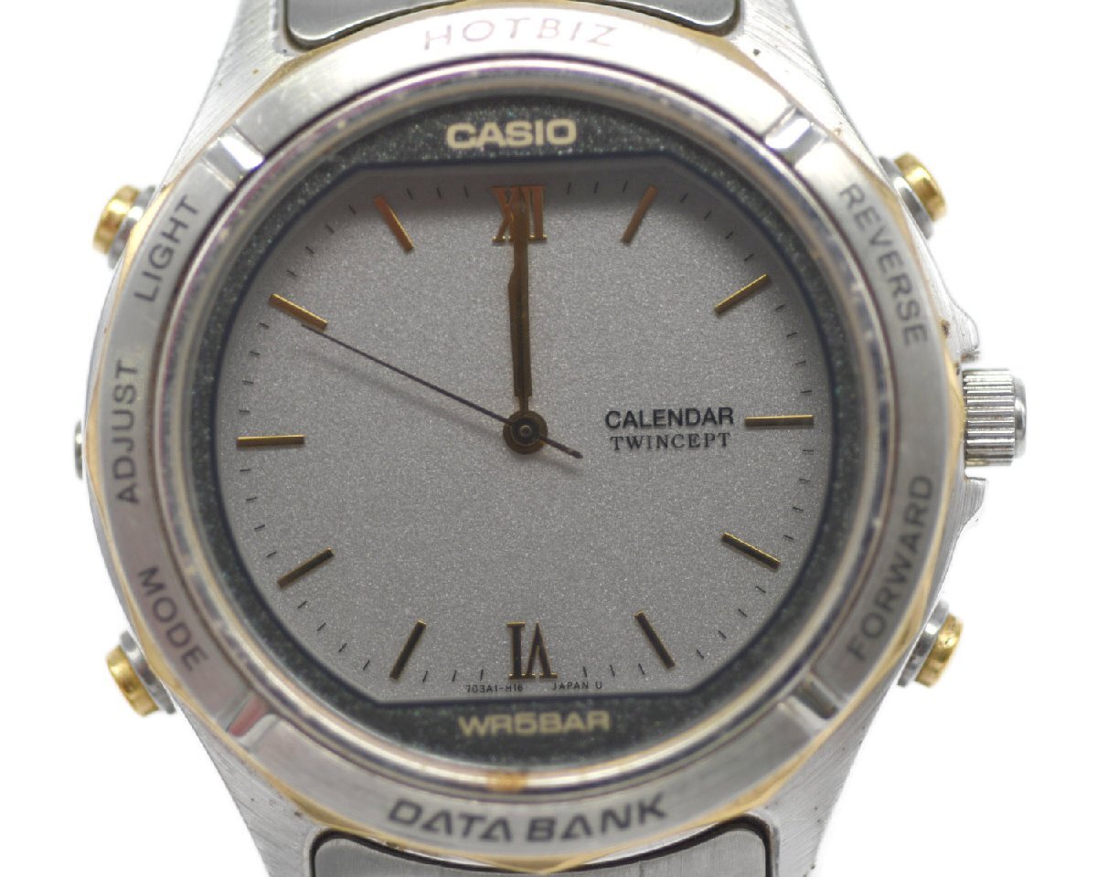 【CASIO】 カシオ HOTBIZ DATA BANK データーバンク ABX-630 メンズ 純正ブレス 中古品の画像1