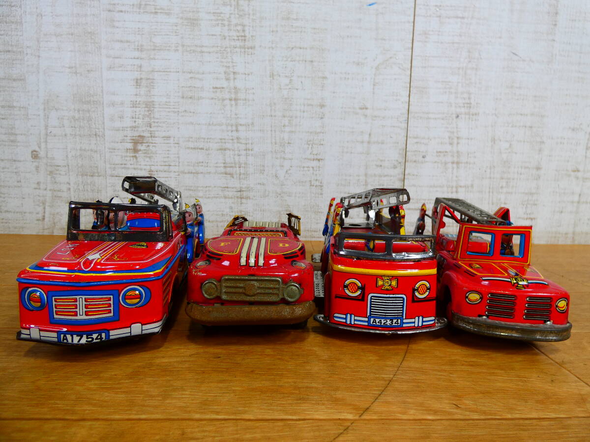 ◎ジャンク 当時もの レトロ玩具 ブリキ玩具 消防車両 14台セット まとめて サイズいろいろ 約2kg 詳細不明 破損・欠損あり ＠100(3)の画像6