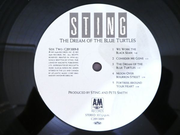 S) STING スティング「 THE DREAM OF BLUE TURTLE / ブルー・タートルの夢 」 LPレコード 帯付き C28Y3009 @80 (R-1)の画像9