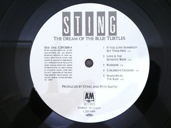 S) STING スティング「 THE DREAM OF BLUE TURTLE / ブルー・タートルの夢 」 LPレコード 帯付き C28Y3009 @80 (R-1)の画像7