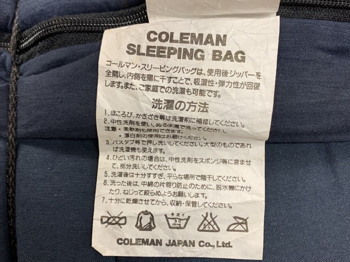 【WB-0436】Coleman コールマン スリーピングバッグ シュラフ 封筒型 キャンプ 寝袋/寝【千円市場】の画像6