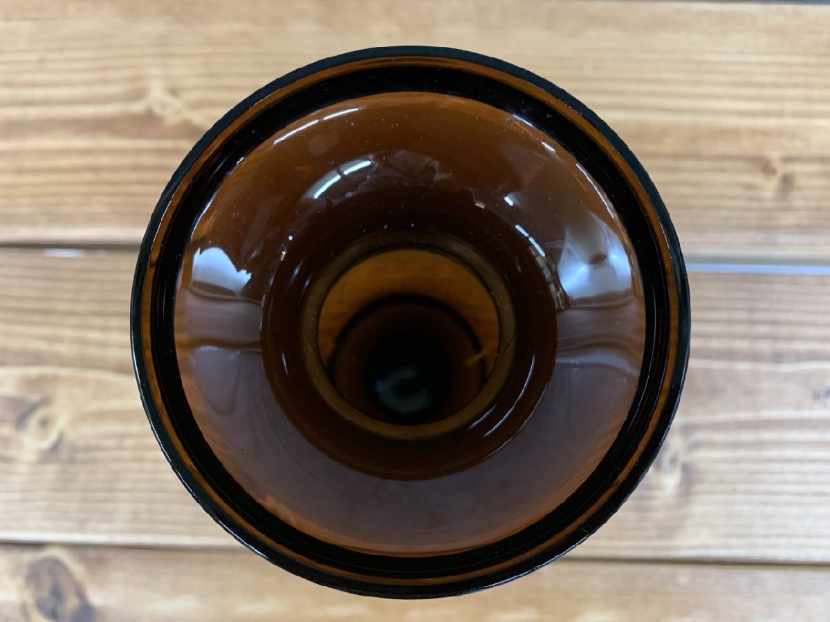 【OZ-6041】Bohemia ボヘミアガラス 金彩 ブラウン系 アンバーガラス フラワーベース 花瓶 クリスタル 工芸品 東京引取可【千円市場】の画像3