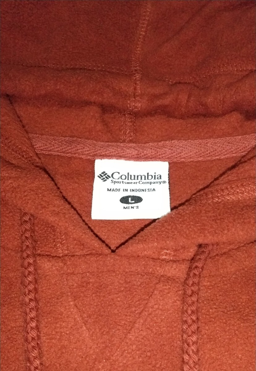 ☆Columbia.com コロンビア スポーツ アウトドア ウェア 軽量フード付フリース上着メンズ男性用サイズ L フーディ パーカー 紅エンジ臙脂色_※サイズはmens Lです。