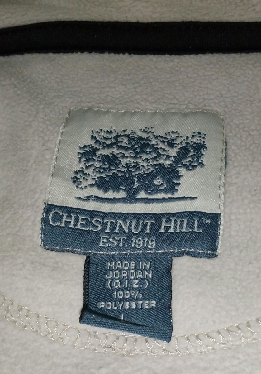 ☆GONDORA CLUB刺繍CHESTNUT HILL メンズ サイズL チェストナット ヒル ハーフ ジップ フリース アイボリー(グレイGLAY)肩約57身幅62着丈68_※サイズはLです。