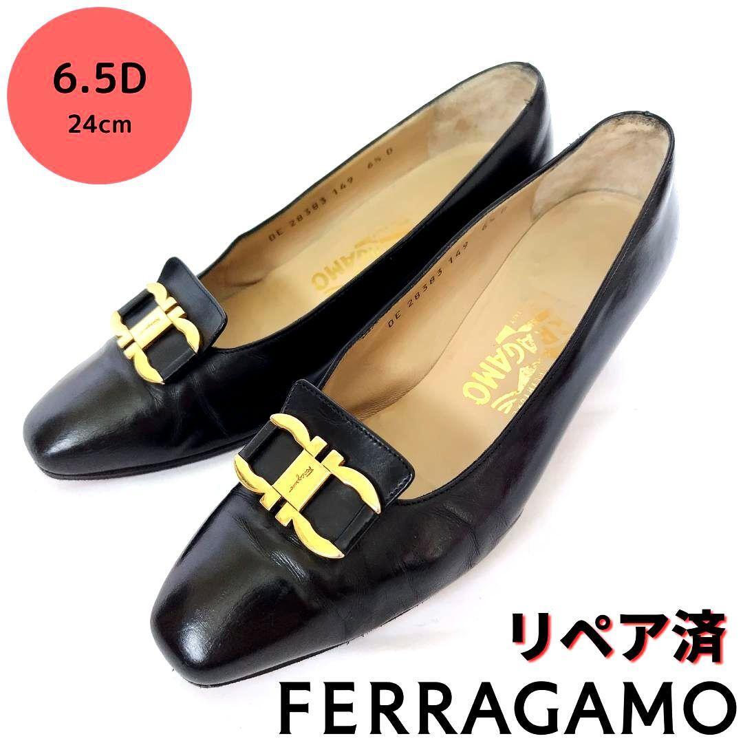 サルヴァトーレ・フェラガモ【Ferragamo】ガンチーニ パンプス 黒_画像1