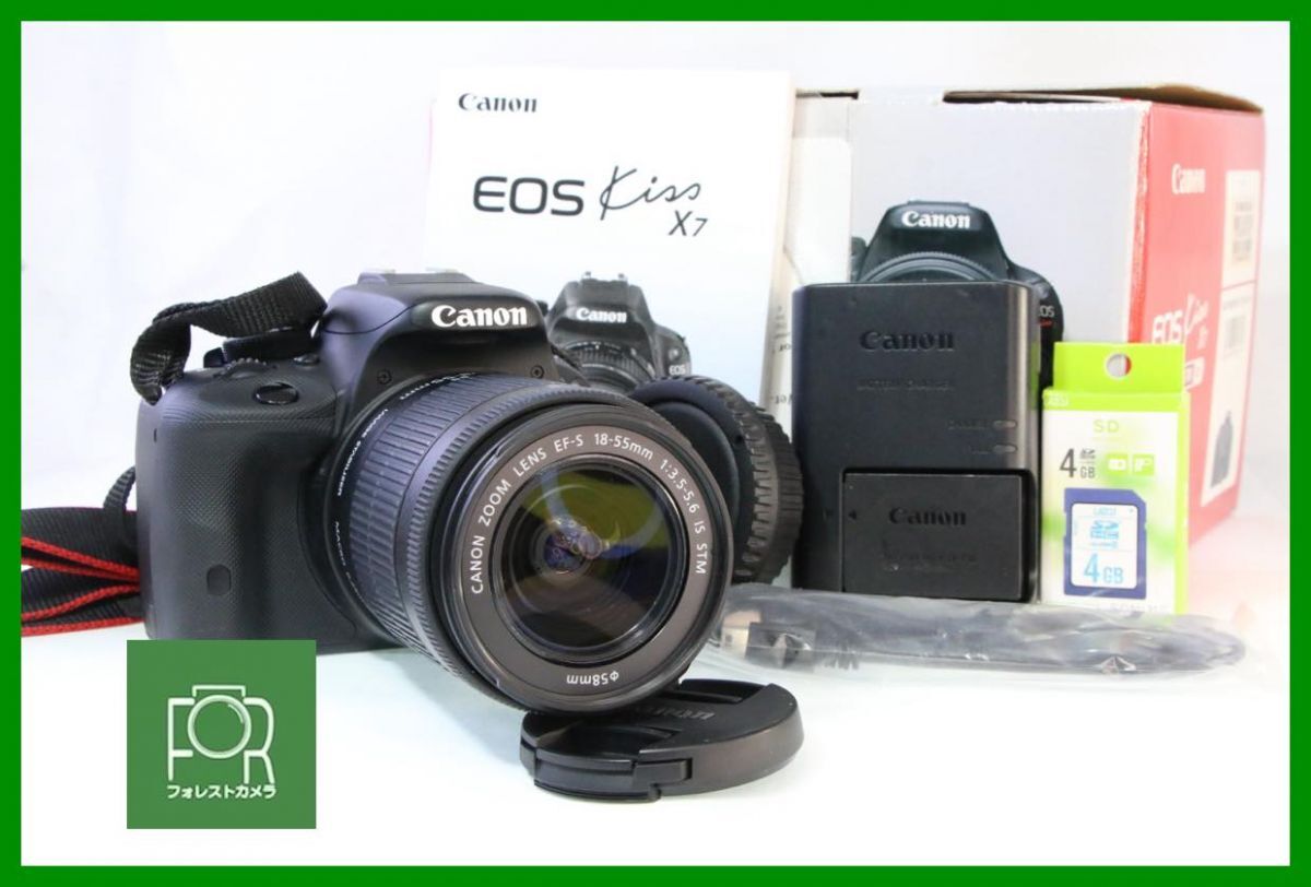 【動作保証・点検済】良品■到着後即使える■Canon EOS KISS 7+18-55mm IS STM■バッテリー・チャージャー・4GB SDカード・箱付き■AN2366_画像1