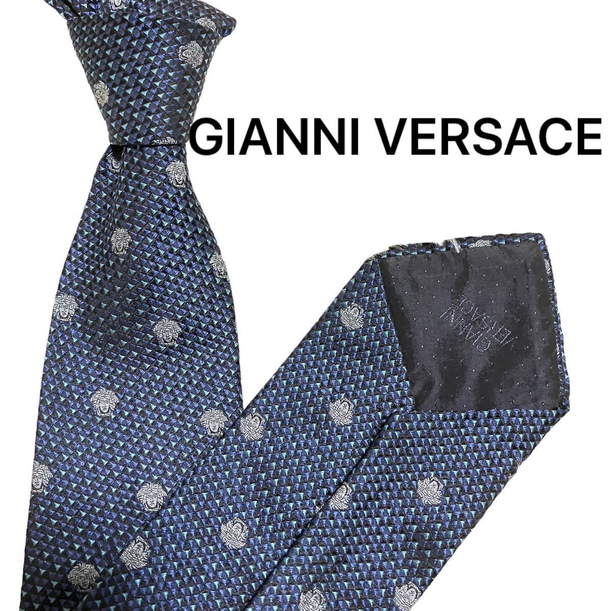 【美品◎匿名発送】定価19,800円　GIANNI VERSACE ヴェルサーチ　ネクタイ　メデューサ　ブルー　シルク  送料無料