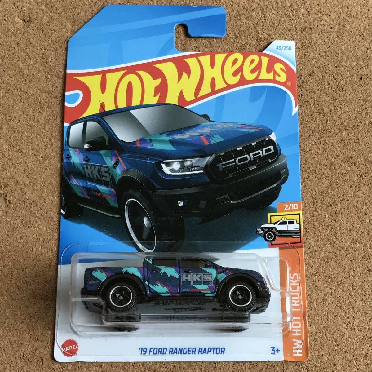 (03-43B) '19 FORD RANGER RAPTOR, HKS, ブルー, 2024年Gアソート , ベーシックカー【ホットウィール】の画像2