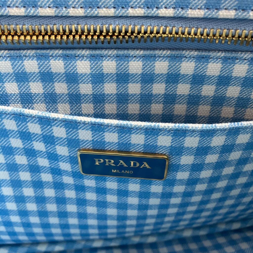 □【500円スタート】PRADA プラダ カナパ トートバッグ 2WAY ショルダーバッグ チェック 美品の画像9