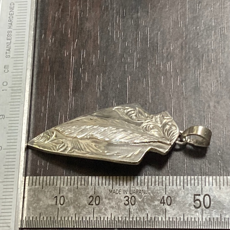 days craft pendant arrow .. feather feather Arrow silver 925 hand made carving en gray b Osaka meido in Japan 