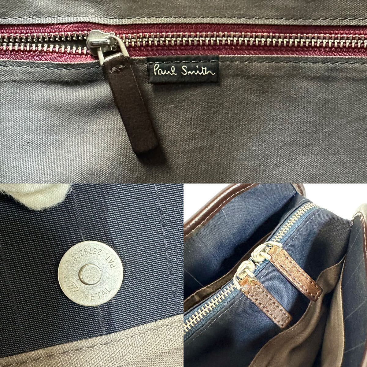 【美品】Paul Smith ポールスミス ナイロン レザー ビジネスバッグ ブリーフケース ショルダーバッグ ネイビー ブラウンの画像10